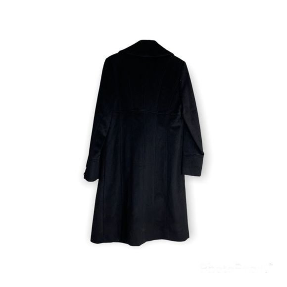 Jones New York Woman's Black Notch Collar Wool Coat Single Breasted Long Size 8 - Picture 2 of 7